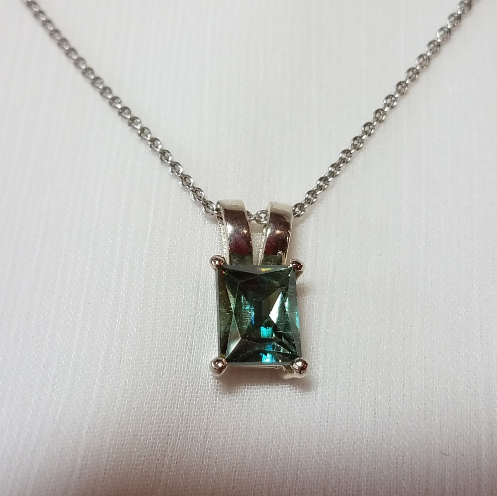 MOISSANITE Emerald cut  PENDANT WITH CHAIN